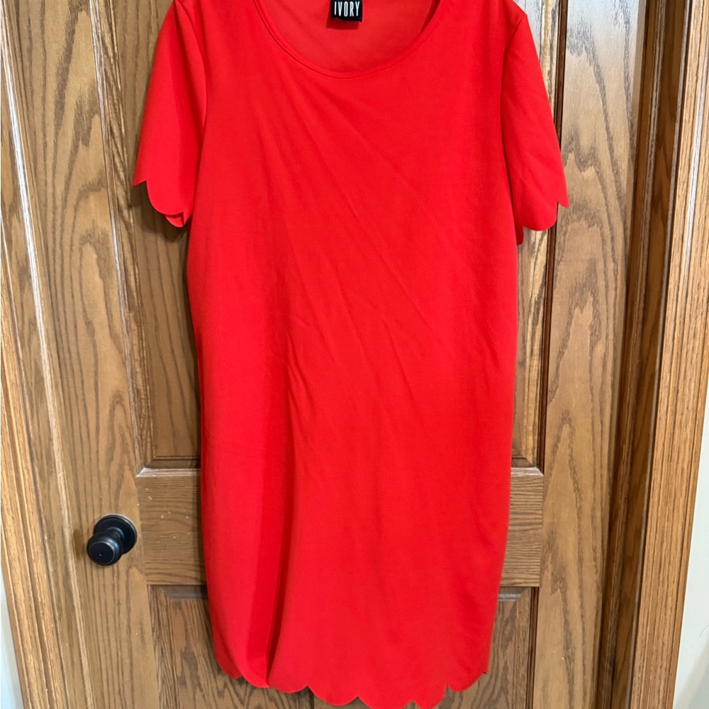 Vibrant Scarlet Scalloped Mini Dress